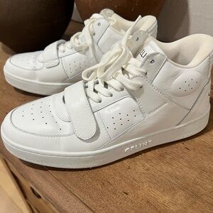 CELINE TRAINER CALFSKIN MID-TOP SNEAKER -size 38 LUXURY MINIMALIST STREETWEAR
